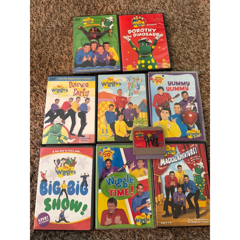 The Wiggles DVD Lot 8 Movies & VTech V.Smile It's Wiggle Time Game Cartridge